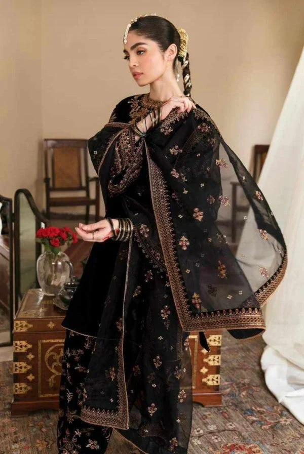 Maria B 3-Piece Dhanak Suit – Embroidered Organza Dupatta - alternate view