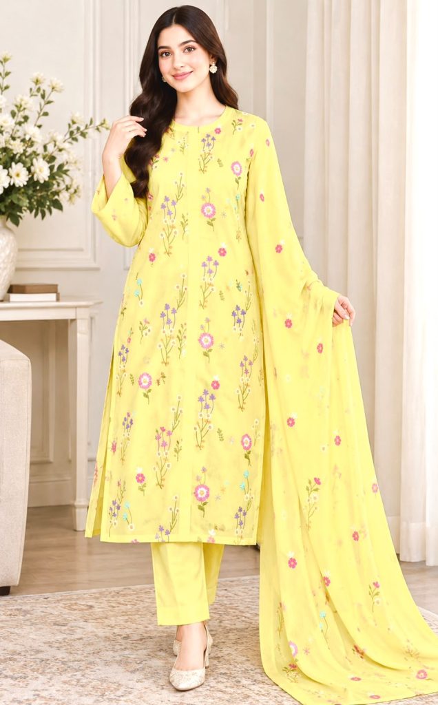 Bareeze Luxury 3-Piece Dhanak Suit – Brand Code 858 - alternate view
