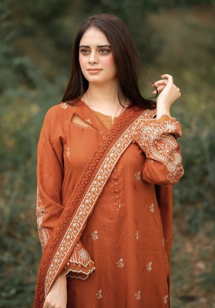 Libas 3-Piece Dhanak Suit – Heavy Embroidered Shawl - alternate view