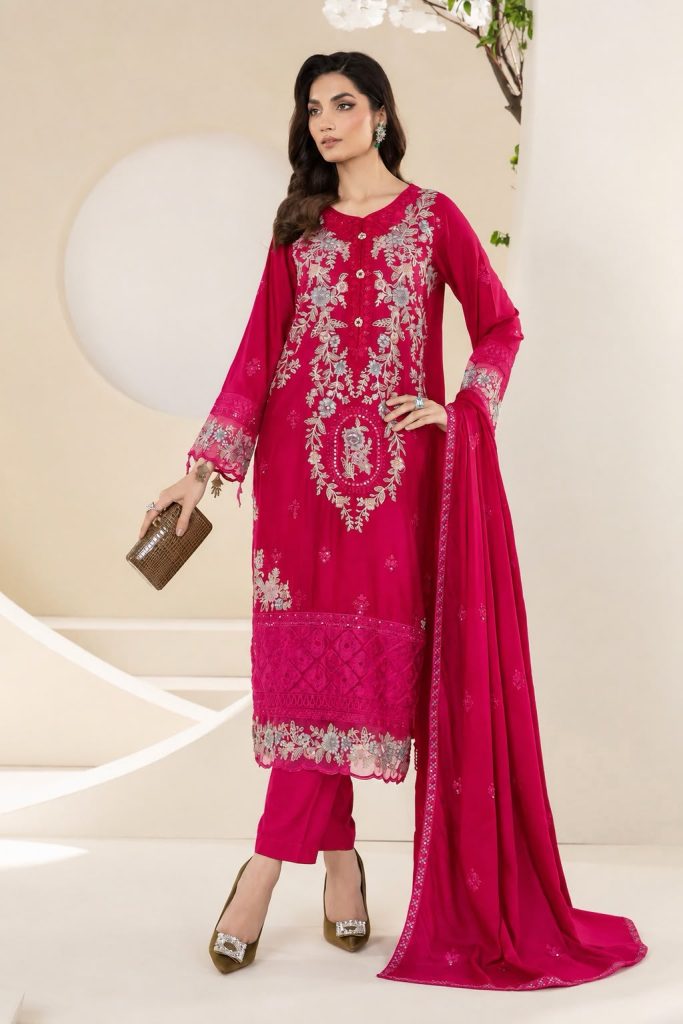 Maria B 3-Piece Dhanak Suit – Brand Code 7465