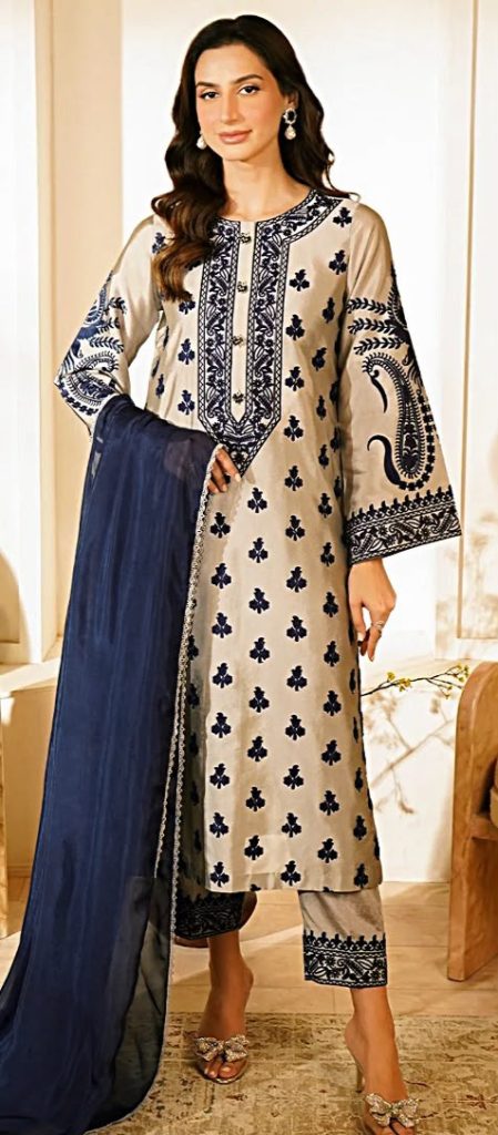 Agha Noor 3-Piece Dhanak Suit – Brand Code 3598